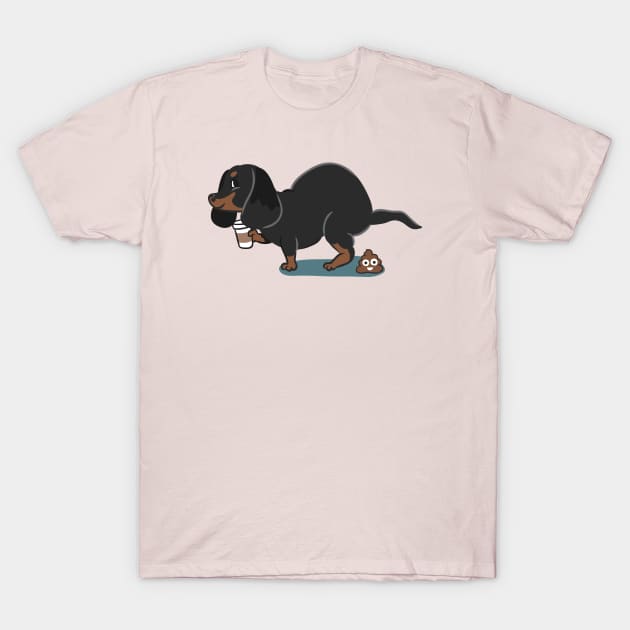 Coffee makes me poop Dachshund T-Shirt by huebucket